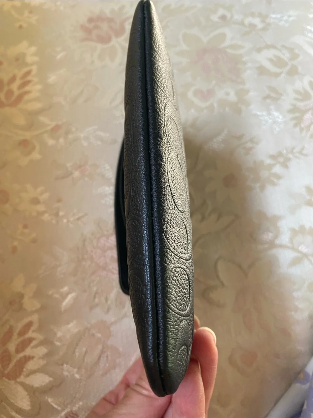 Coach Black Embossed Signature Wristlet with Gold Hardware